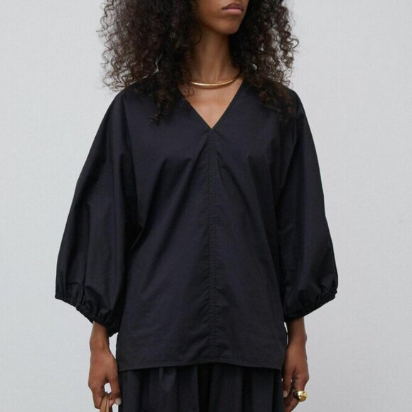 By Malene Birger Piamontes Organic Cotton V-Neck Blouse 20688 - Picture 1 of 8